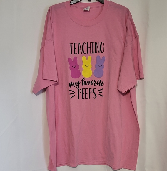 Port & Company Pink "Teaching My Favorite Peeps" Graphic SS T-Shirt Size 3XL - Picture 2 of 7